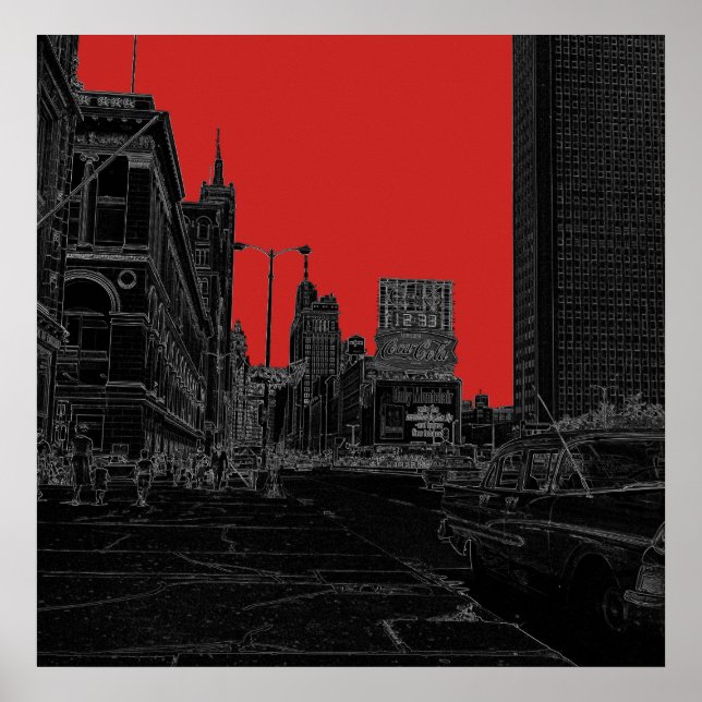 Chicago Michigan Avenue in den 1960er Jahren glühe Poster (Vorne)
