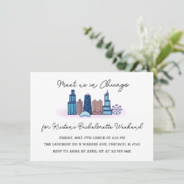 Chicago Minimalistisch Bachelorette Einladung
