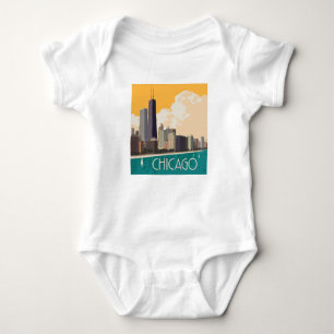 Chicago   Modern Skyline Baby Strampler