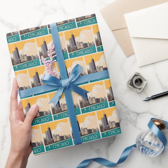 Chicago | Modern Skyline Geschenkpapier (Schenken)