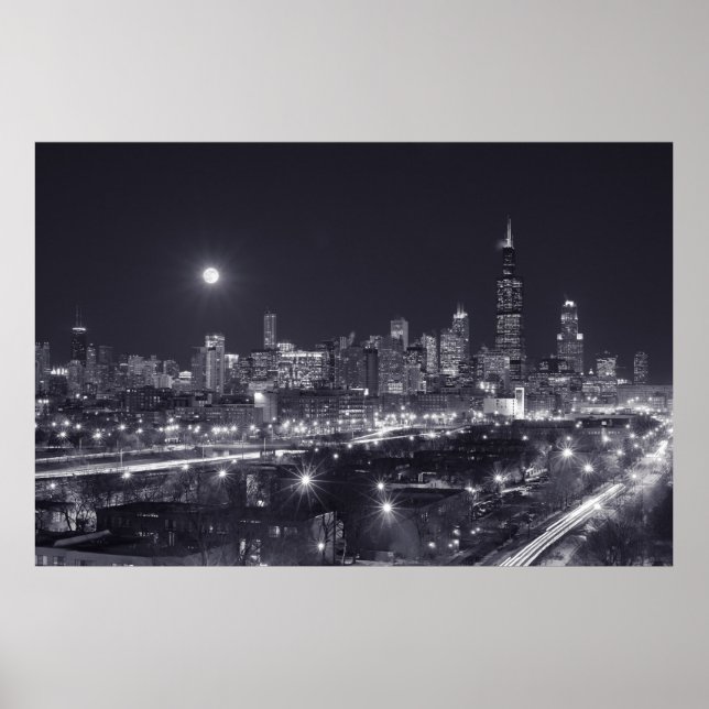 Chicago nach Nacht Poster (Vorne)
