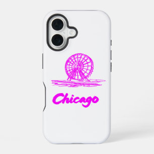 Chicago Navy Pier Riesenrad Neon Pink  iPhone 16 Hülle
