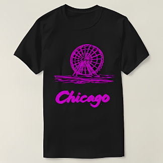 Chicago Navy Pier Riesenrad Neon Pink T-Shirt
