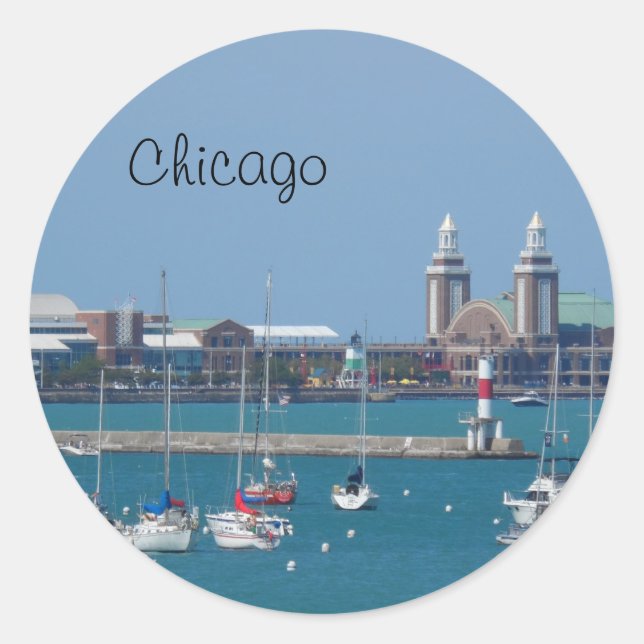 Chicago Navy Pier Runder Aufkleber (Vorderseite)