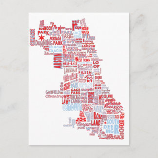 Chicago Neighbhood Map Postkarte
