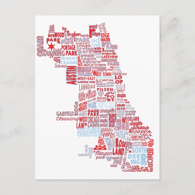 Chicago Neighbhood Map Postkarte (Vorderseite)
