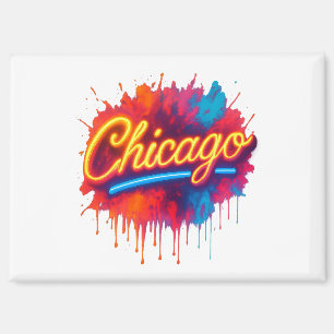 Chicago Neon Street Art Magnet