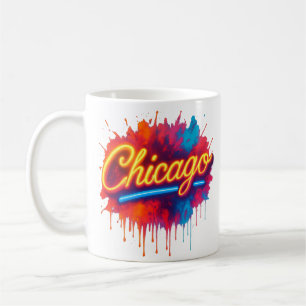 Chicago Neon Street Art Splash Kaffeetasse