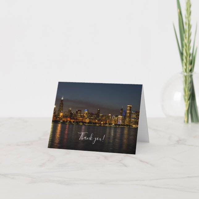 Chicago Night Cityscape Carte de remerciements (Devant)