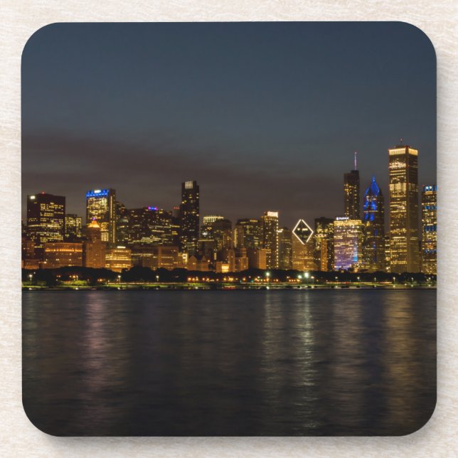 Chicago Night Cityscape Untersetzer (Vorderseite)