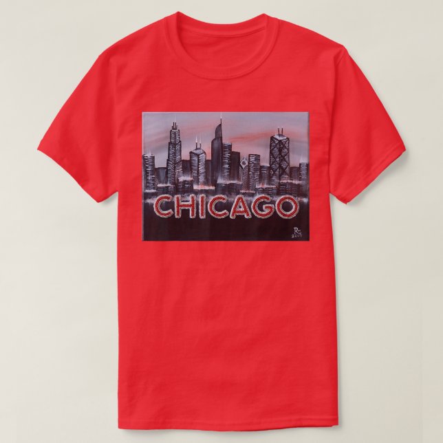 Chicago Night Lights up letters of Red Dusk The Wi T-Shirt (Design vorne)