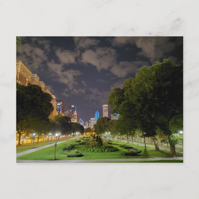 Chicago Night Sky Postcard Postkarte (Vorderseite)