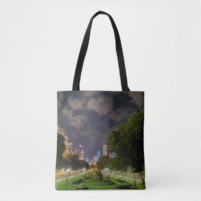 Chicago Night Sky Tote Bag Tasche (Vorderseite)
