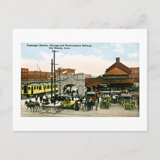Chicago & Northwestern Railway, Des Moines, Iowa Postkarte (Vorderseite)