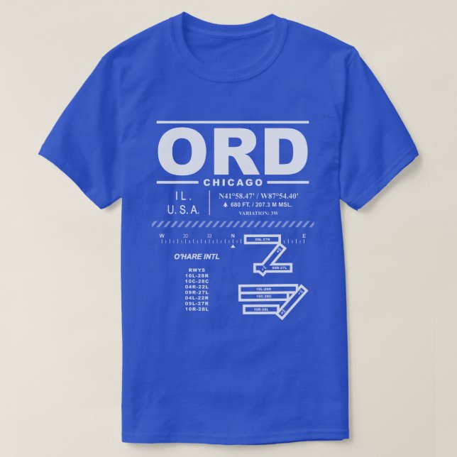 Chicago O'Hare International Airport ORD T - Shirt (Design vorne)