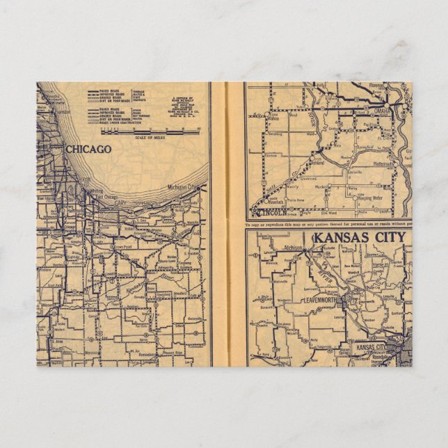 Chicago, Omaha, Kansas City Postkarte (Vorderseite)