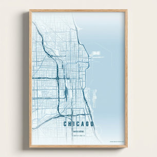 Chicago Ozean Karte Druck Wandkunst Poster Geschen