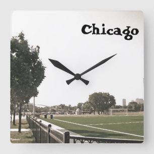 Chicago Park in Farbtupfern Quadratische Wanduhr