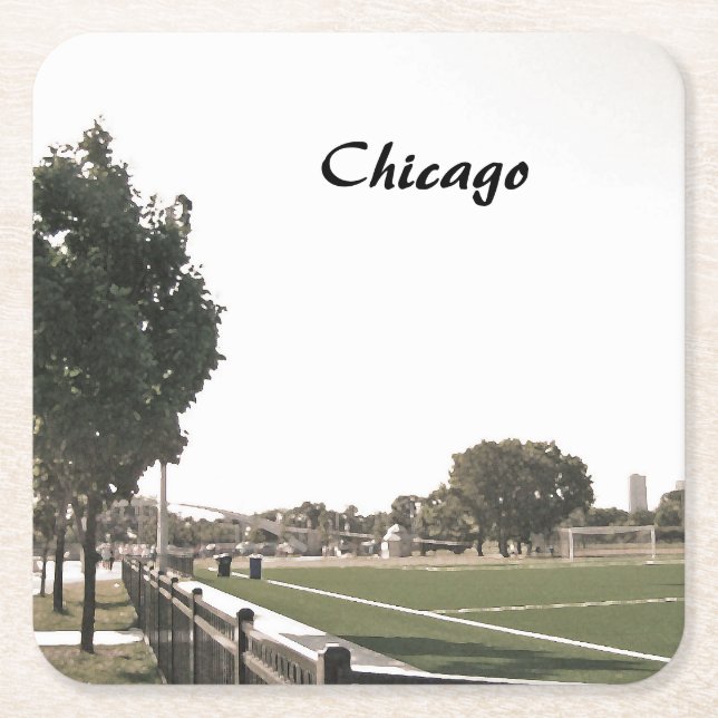 Chicago Park in Sepia Tones Rechteckiger Pappuntersetzer (Vorderseite)