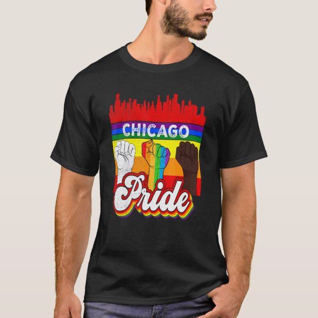 Chicago Pride Rainbow Gay Pride Flag Lgbt T-Shirt (Vorderseite)
