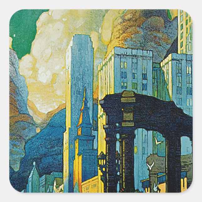 Chicago Quadratischer Aufkleber (Vorderseite)