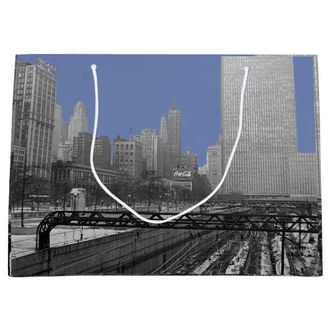 Chicago Rail Yards Eisenbahn Zentrum Foto der 60er Große Geschenktüte (Vorderseite)