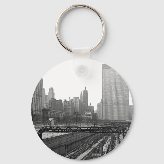Chicago Rail Yards Michigan Avenue 1960er Foto Schlüsselanhänger (Vorderseite)