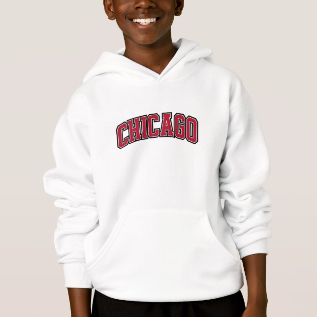 Chicago Red Block Varsity Style Text Design Hoodie (Vorderseite)