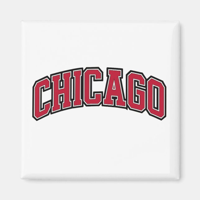 Chicago Red Block Varsity Style Text Design Magnet (Vorne)