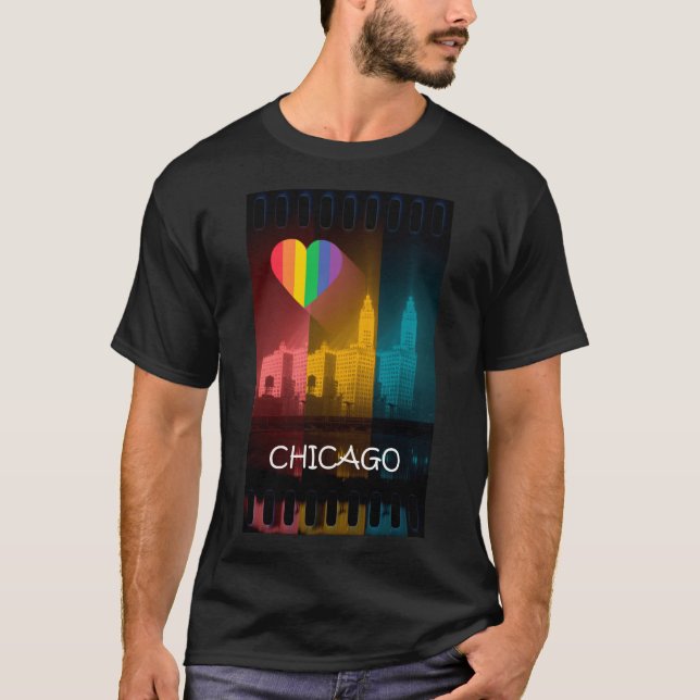 Chicago-Regenbogen-T - Shirt-Gay T-Shirt (Vorderseite)