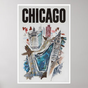 Chicago Reiseplakat Stadt Kunst Illinois Druck Poster