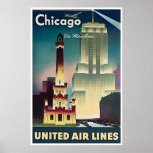 Chicago Reiseplakat United Print Stadt Kunst Poster
