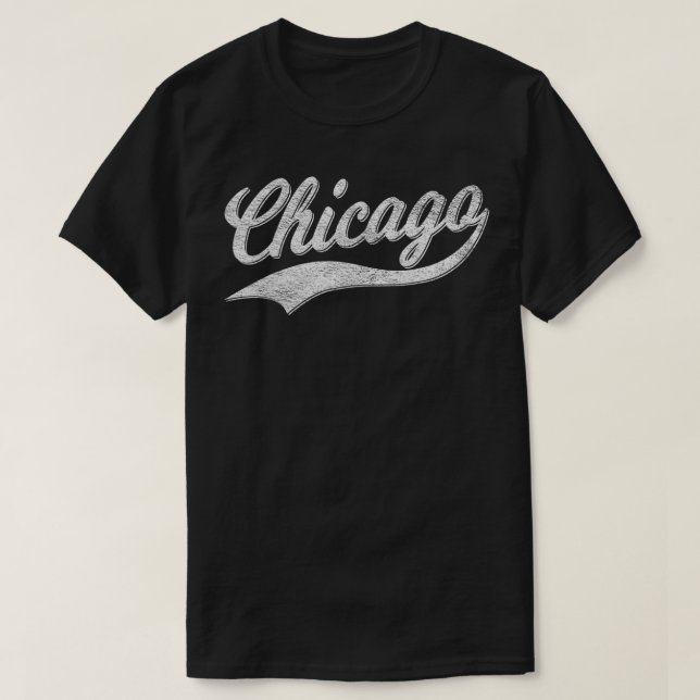 CHICAGO RETRO CLASSIC SPORTS SCRIPT CURSIVE TEXT V T-Shirt (Design vorne)