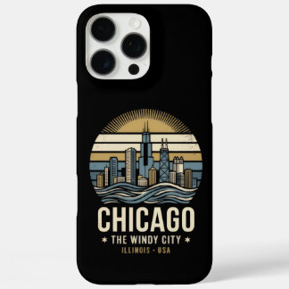 Chicago Retro-Skyline-Reisedesign iPhone 16 Pro Max Hülle