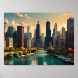 Chicago Retro Vibes - Klassisches Stadtbild Poster