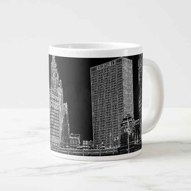 Chicago River 1967 Wrigley Gebäude Sun Times Bldg Jumbo-Tasse (Vorderseite Rechts)
