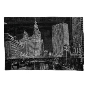Chicago River 1967 Wrigley Gebäude Sun Times Bldg Kissenbezug