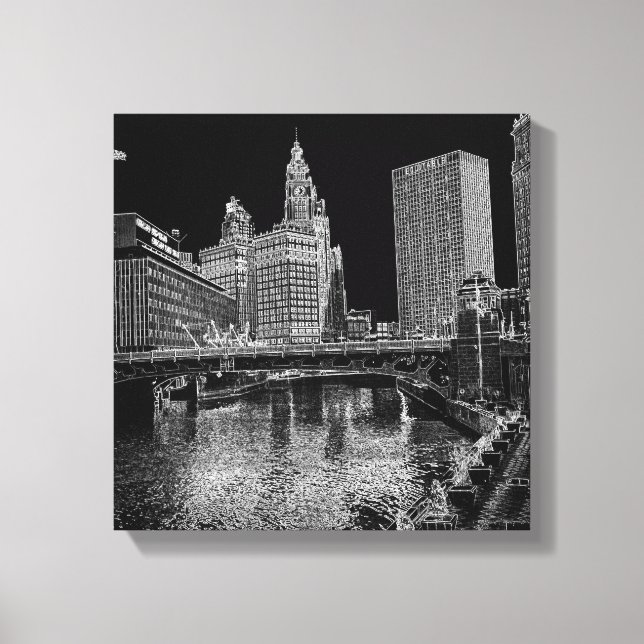 Chicago River 1967 Wrigley Gebäude Sun Times Bldg Leinwanddruck (Vorderseite)