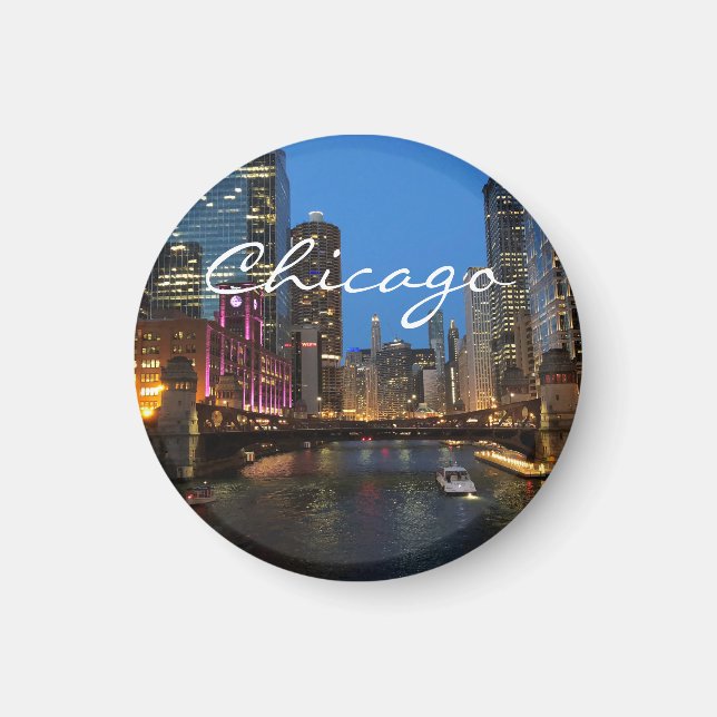 Chicago River bei Nacht Magnet (Vorne)