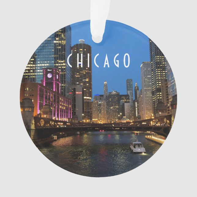 Chicago River bei Nacht Ornament (Vorderseite)