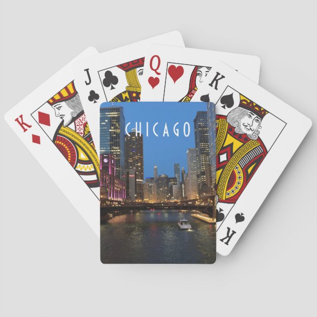 Chicago River bei Nacht Spielkarten (Rückseite)