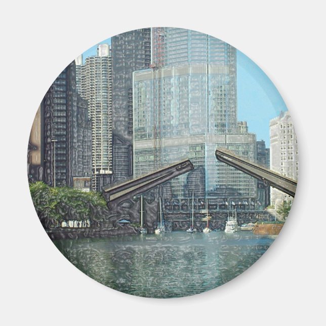 Chicago River Columbus Drive Bootszene Magnet (Vorne)
