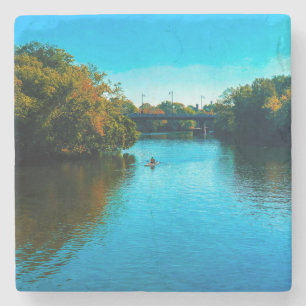 Chicago River im Herbst Steinuntersetzer