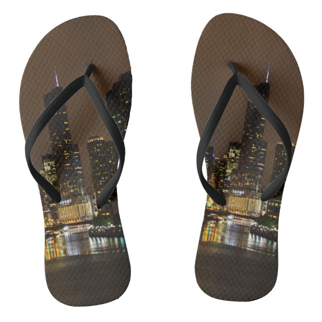 Chicago River Night Storm Flip Flops (Fußbett)