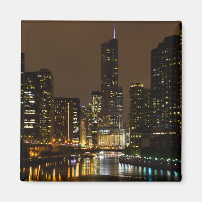 Chicago River Night Storm Magnet (Vorne)