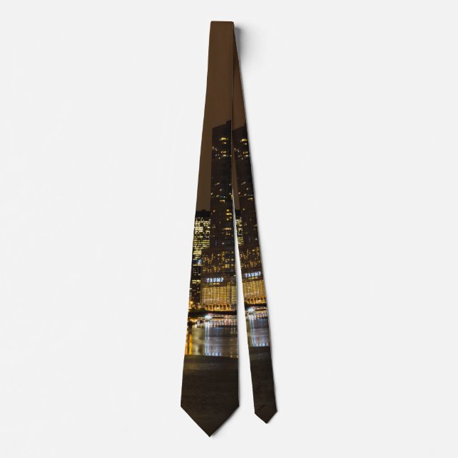 Chicago River Night Storm Neck Tie Krawatte (Vorderseite)