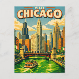 Chicago River Saint Patricks day postcard Postkarte