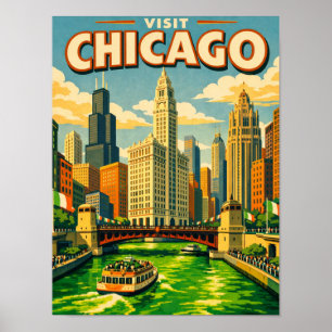 Chicago River Saint Patricks day Postkarte Poster