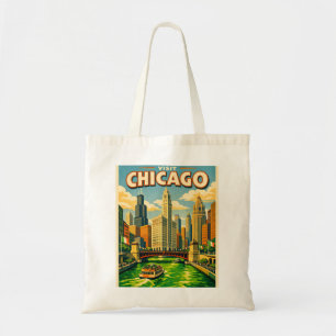 Chicago River Saint Patricks day Postkarte Tragetasche