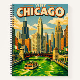 Chicago River St. Patricks Day Postkarte Notizbuch